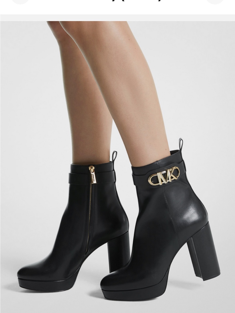 MICHAEL KORS BLACK PARKER LEATHER PLATFORM BOOTS SZ 8.5